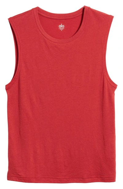 Shop Alo Yoga The Triumph Sleeveless T-shirt In Victory Red