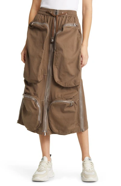 Shop Nikki Lund Esther Cargo Cotton Blend Midi Skirt In Green