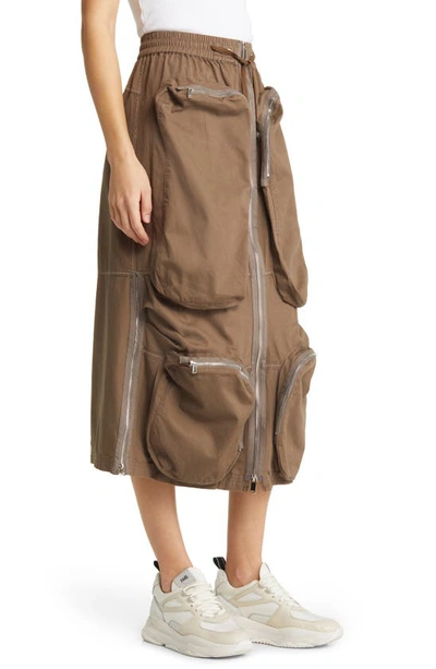 Nikki Lund Esther Cargo Cotton Blend Midi Skirt In Green