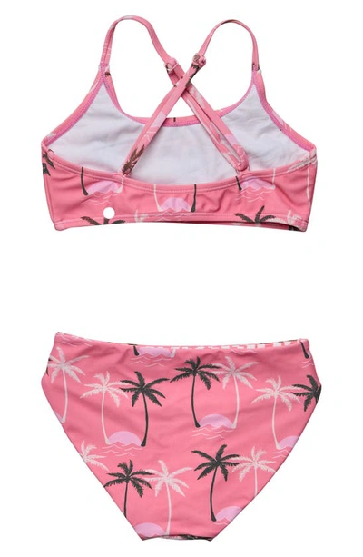 Shop Snapper Rock Kids' Palm Paradise Crossback Two-piece Swimsuit In Pink