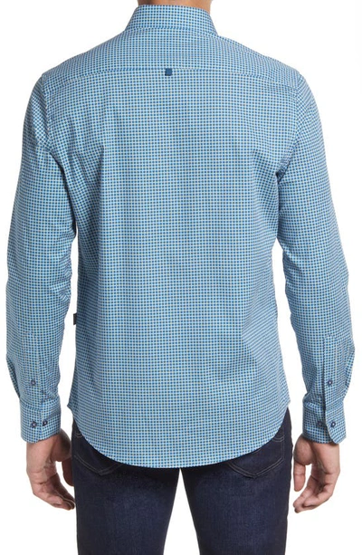Shop Stone Rose Medallion Print Stretch Button-up Shirt In Blue