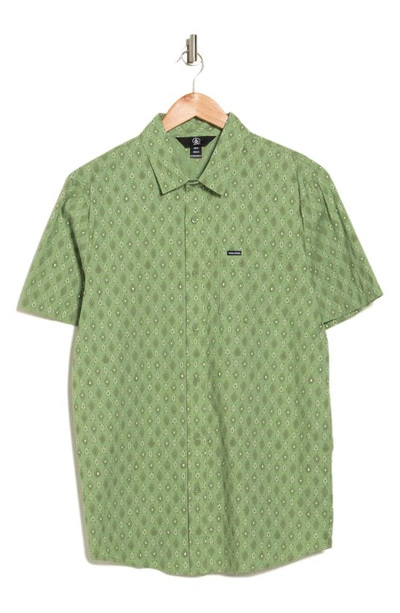 Shop Volcom Warbler Regular Fit Cotton Button-up Shirt In Basil