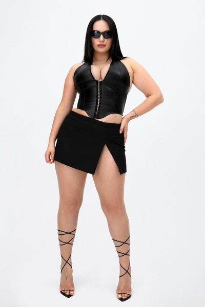 Shop Cor.e Mara Corset In Black Leather