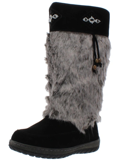 Wanderlust Nika Womens Water Resistant Faux Fur Lined Knee-high Boots In Black