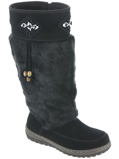 Wanderlust Nika Womens Water Resistant Faux Fur Lined Knee-high Boots In Black