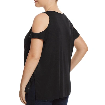 Shop Love Scarlett Plus Womens Scoop Neck Cold Shoulder Pullover Top In Black