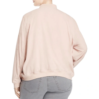 Shop Bagatelle Plus Womens Mixed Media Full Zip Bomber Jacket In Pink