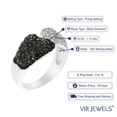 Vir Jewels 1.15 Cttw Black And White Diamond Ring .925 Sterling Silver With Rhodium