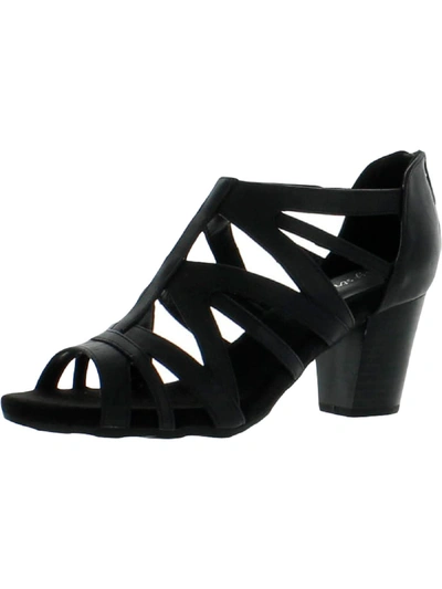 Shop Easy Street Amaze Womens Faux Leather Open Toe Sandals Shoes In Black