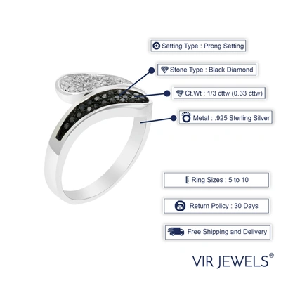 Vir Jewels 1/3 Cttw Black And White Diamond Ring .925 Sterling Silver With Rhodium In Silver