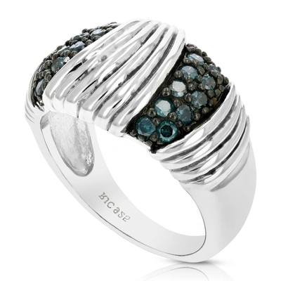 Vir Jewels 0.55 Cttw Blue Diamond Ring .925 Sterling Silver With Rhodium Plating