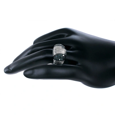 Vir Jewels 0.55 Cttw Blue Diamond Ring .925 Sterling Silver With Rhodium Plating
