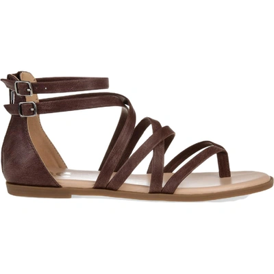 Shop Journee Collection Zailie Womens Faux Leather Thong Gladiator Sandals In Brown