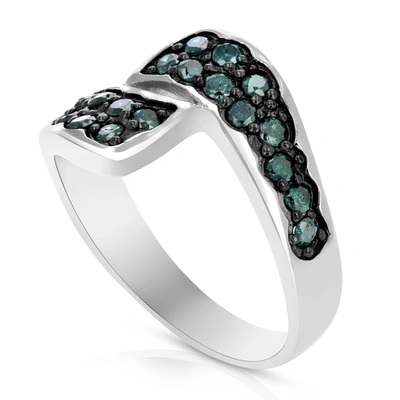 Vir Jewels 0.60 Cttw Blue Diamond Ring .925 Sterling Silver With Rhodium Plating