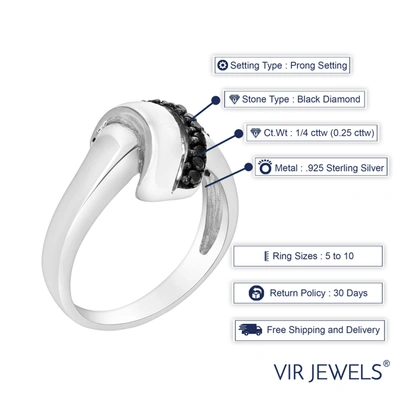 Vir Jewels 1/4 Cttw Black Diamond Ring .925 Sterling Silver With Rhodium Plating In Silver