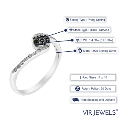 Vir Jewels 1/4 Cttw Black And White Diamond Composite Ring .925 Sterling Silver In Silver