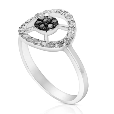 Vir Jewels 2/5 Cttw Black And White Diamond Circle Ring .925 Sterling Silver Rhodium In Silver