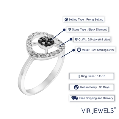 Vir Jewels 2/5 Cttw Black And White Diamond Circle Ring .925 Sterling Silver Rhodium In Silver