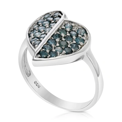 Vir Jewels 0.85 Cttw Blue Diamond Heart Ring .925 Sterling Silver With Rhodium