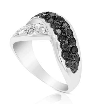 Vir Jewels 1 Cttw Black And White Diamond Ring .925 Sterling Silver With Rhodium