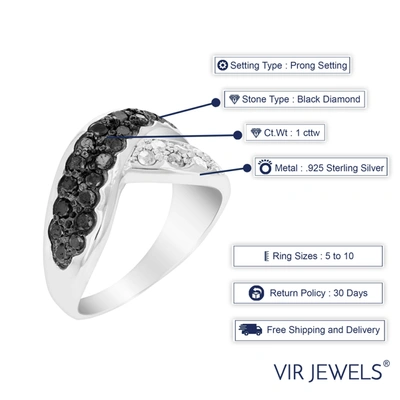 Vir Jewels 1 Cttw Black And White Diamond Ring .925 Sterling Silver With Rhodium