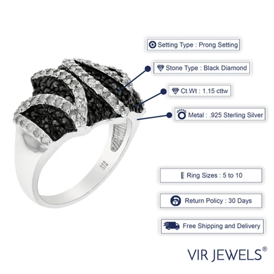 Vir Jewels 1.15 Cttw Black And White Diamond Ring .925 Sterling Silver With Rhodium