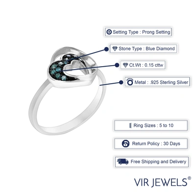 Vir Jewels 0.15 Cttw Blue Diamond Heart Ring .925 Sterling Silver With Rhodium