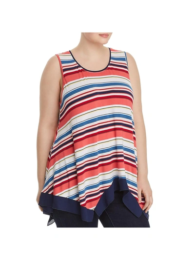Shop Cupio Plus Womens Striped Sleeveless Tank Top In Multi