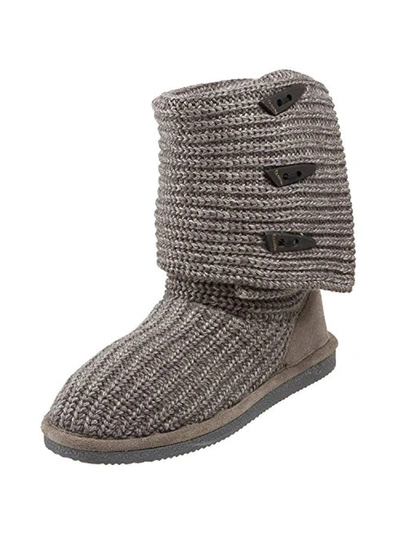 Shop Bearpaw Knit Tall Womens Cable Knit Fold-over Casual Boots In Grey