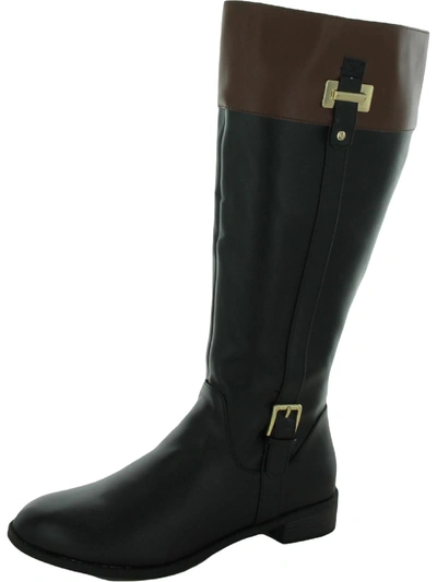 Shop Karen Scott Deliee Womens Faux Leather Wide Calf Riding Boots In Multi