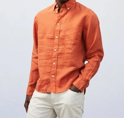 Shop Billy Reid Tuscumbia Linen Shirt In Burnt Orange