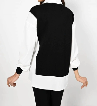 Shop Frank Lyman Sweater Vest Detail Blouse In Black/white In Multi