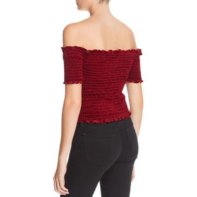 Shop Aqua Womens Velvet Off-the-shoulder Pullover Top In Red