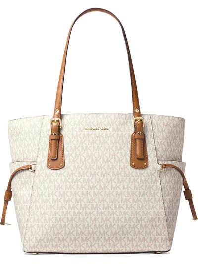 Shop Michael Michael Kors Voyager Womens Signature Logo Tote Handbag In Brown