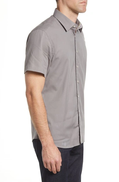 Shop Stone Rose Stretch Short Sleeve Button-up Shirt In Stl Gry