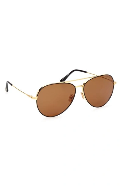 Shop Tom Ford Dashel 62mm Polarized Aviator Sunglasses In Yellow Gold/ Brown