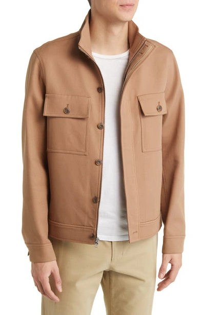 Shop Vince Stretch Cotton Twill Chore Jacket In Sequoia