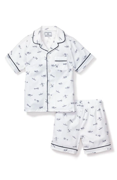 Shop Petite Plume Kids' Par Avion Two-piece Short Pajamas In White