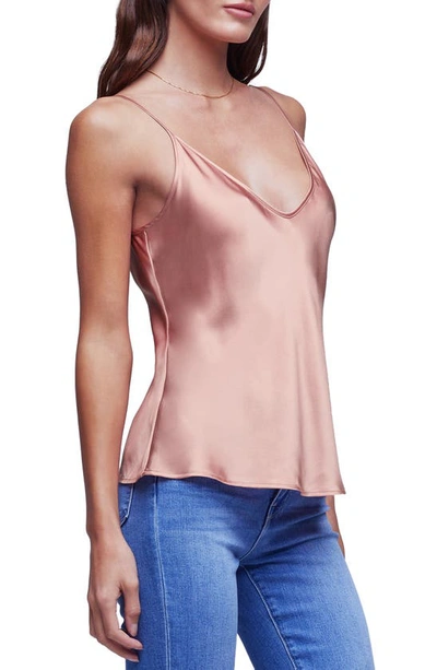 Shop L Agence Lexi Silk Camisole In Rose Tan