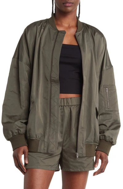 Shop Open Edit Oversize Bomber Jacket In Green Beetle