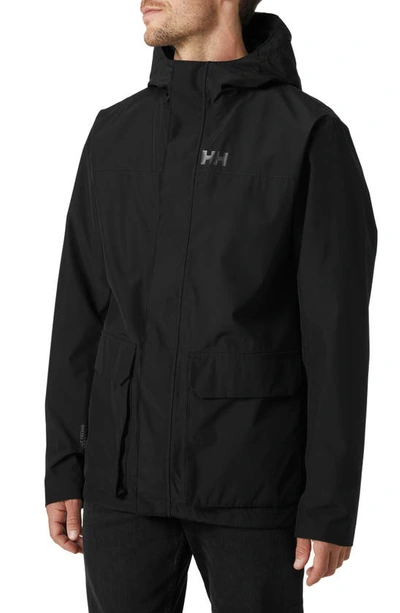 Shop Helly Hansen T2 Utility Hooded Rain Jacket In Black
