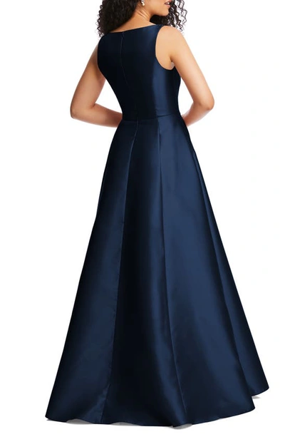 Alfred Sung Corset Satin Gown In Midnight