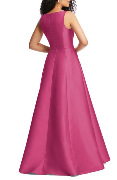 Shop Alfred Sung Corset Satin Gown In Tea Rose