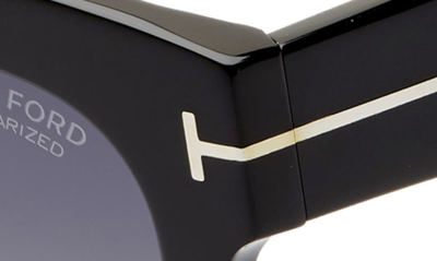 Shop Tom Ford Beatrix 52mm Polarized Gradient Square Sunglasses In Shiny Black/ Smoke