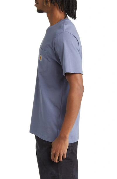 Shop Carhartt Logo Pocket T-shirt In Bluefin