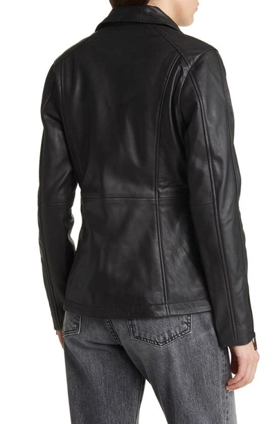 Shop Schott Nyc Long Leather Moto Jacket In Black