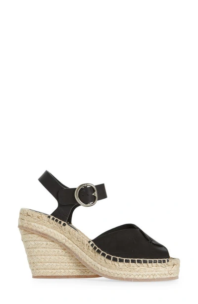 Shop Rag & Bone Santiago Espadrille Peep Toe Platform Wedge Sandal In Blk Leather