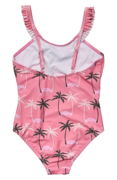 Shop Snapper Rock Kids' Palm Paradise Frill Strap Swimsuit In Pink