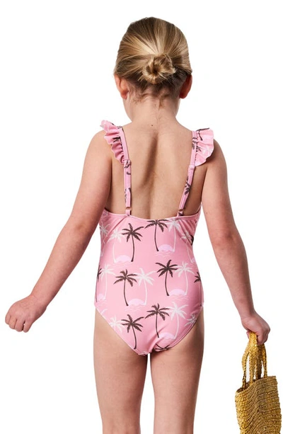 Snapper Rock Little Girl's & Girl's Palm Paradise Ruffled-strap Swimsuit In Pink