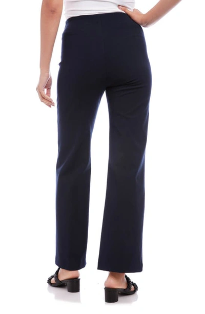 Karen Kane Patch Pocket Wide Leg Linen Pants In Midnight Blue